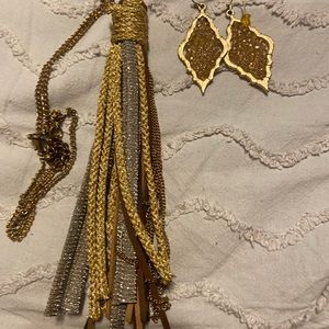 Gold necklace and earring set